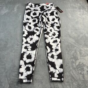 ZELOS Women's Black White Leopard Print 7/8 Length Athletic Leggings Size Small